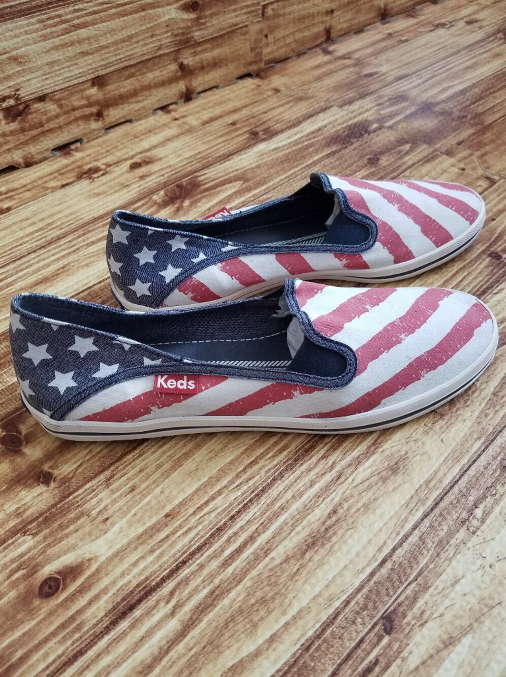 Keds Women's Patriotic Slip-On Sneakers Crashback American Flag 9 Size Stars
